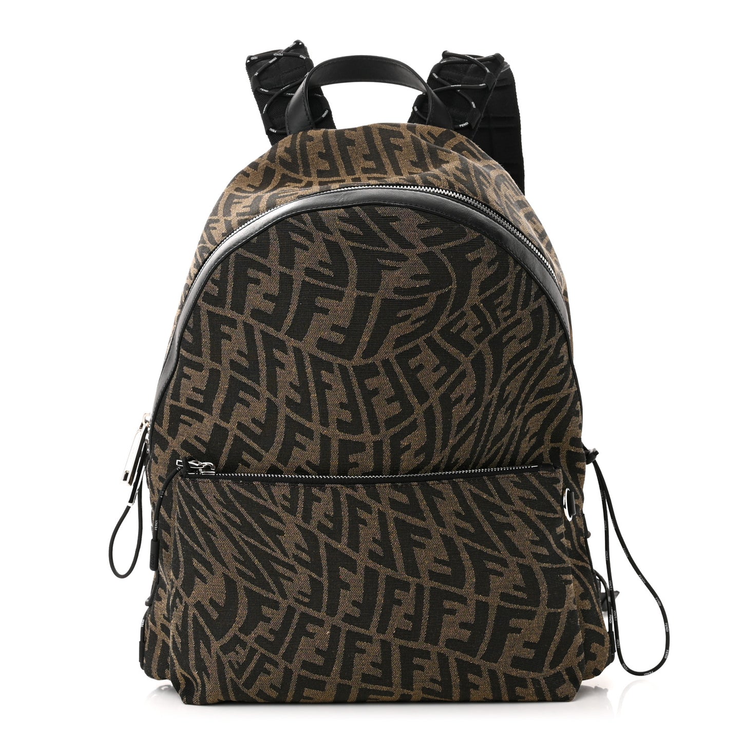 X SARAH COLEMAN Fabric Jacquard Vitello Grace Light Woven Lanyard FF Vertigo Pouch Pocket Backpack Tobacco Moro Black