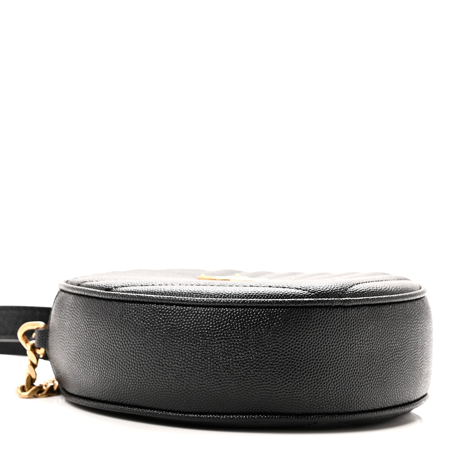 Grain De Poudre Matelasse Chevron Quilted Round Vinyle Camera Bag Black
