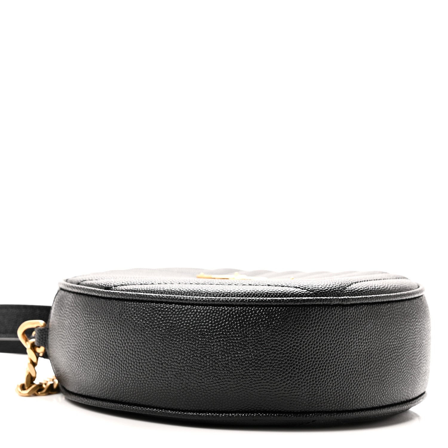 Saint Laurent Grain De Poudre Matelasse Chevron Quilted Round Vinyle Camera Bag Black 8 of 9