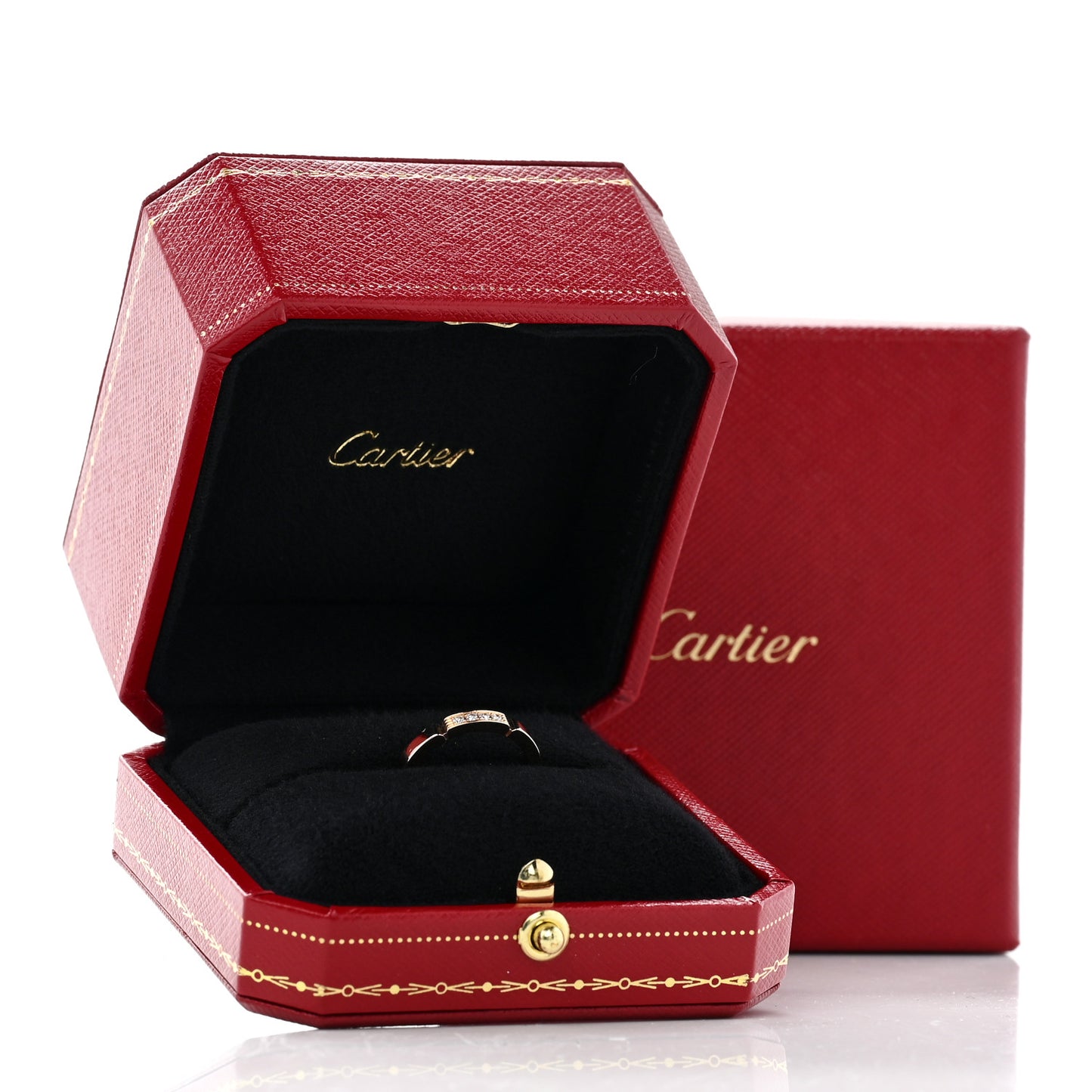 18K Pink Gold Diamond Maillon Panthere Wedding Band Ring 49 5