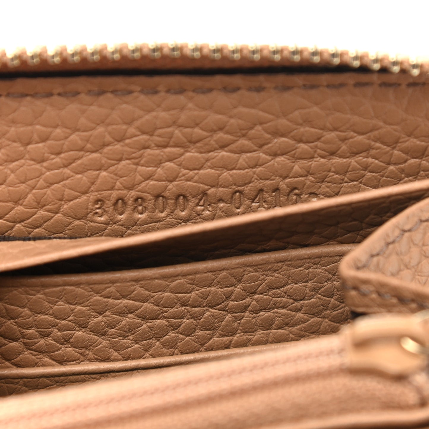 Pebbled Calfskin Soho Zip Around Wallet Camelia