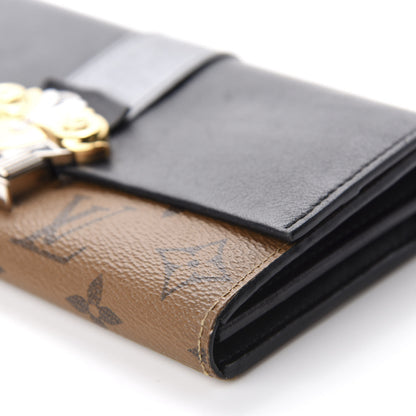 Louis Vuitton Calfskin Reverse Monogram Column Sarah Wallet Black 7 of 11