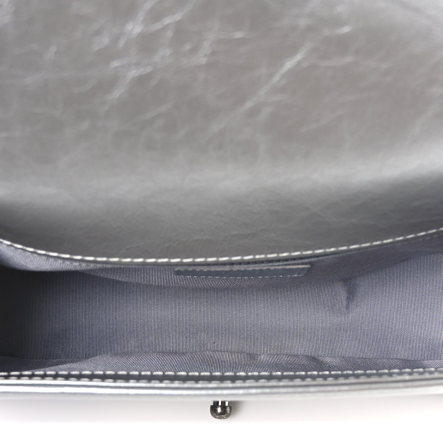 Chanel Metallic Calfskin Quilted Medium Top Handle Boy Flap Silver 5 of 11