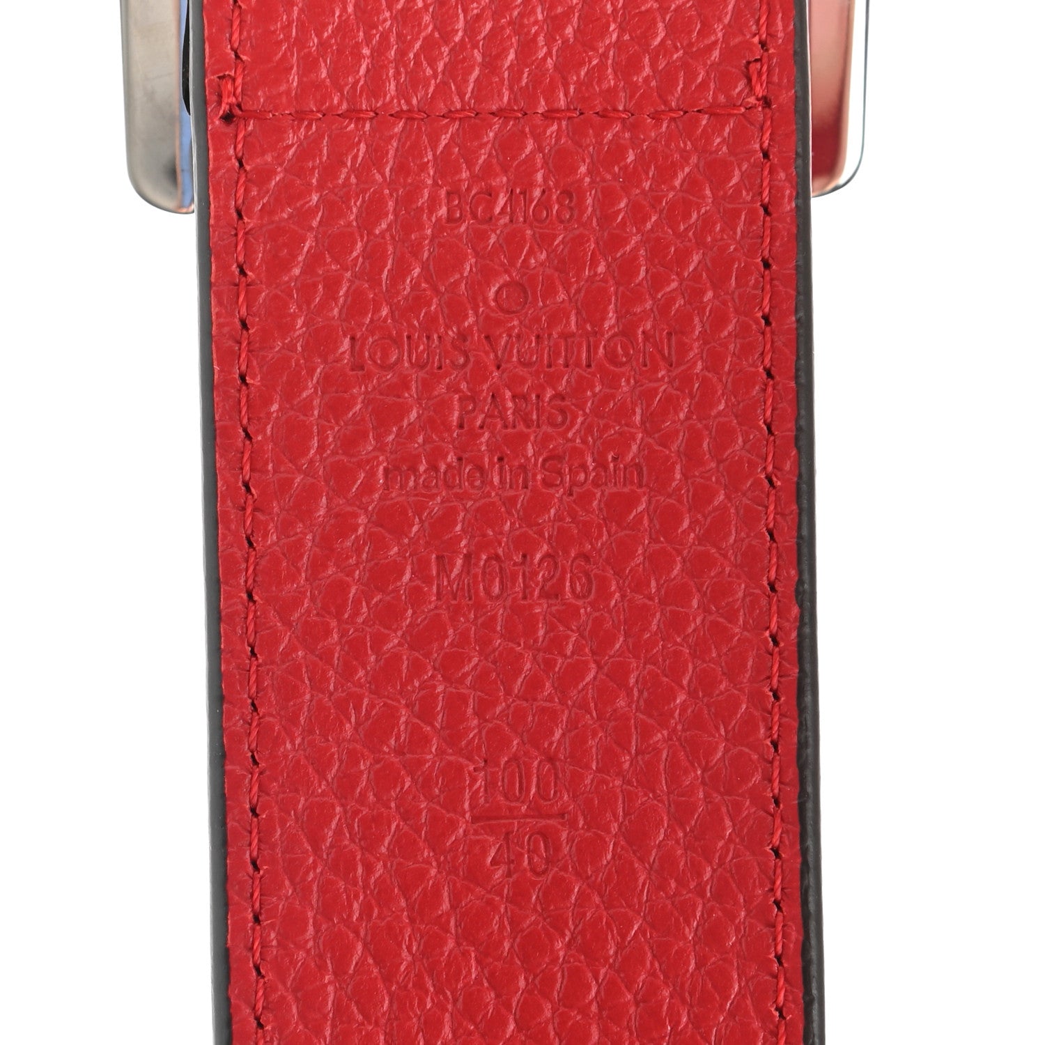 Louis Vuitton Taurillon 40mm Logo Reversible Belt 100 40 Blue Red 3 of 4