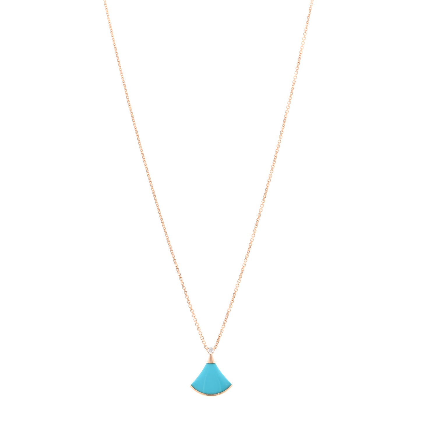 18K Rose Gold Diamond Turquoise Divas' Dream Pendant Necklace