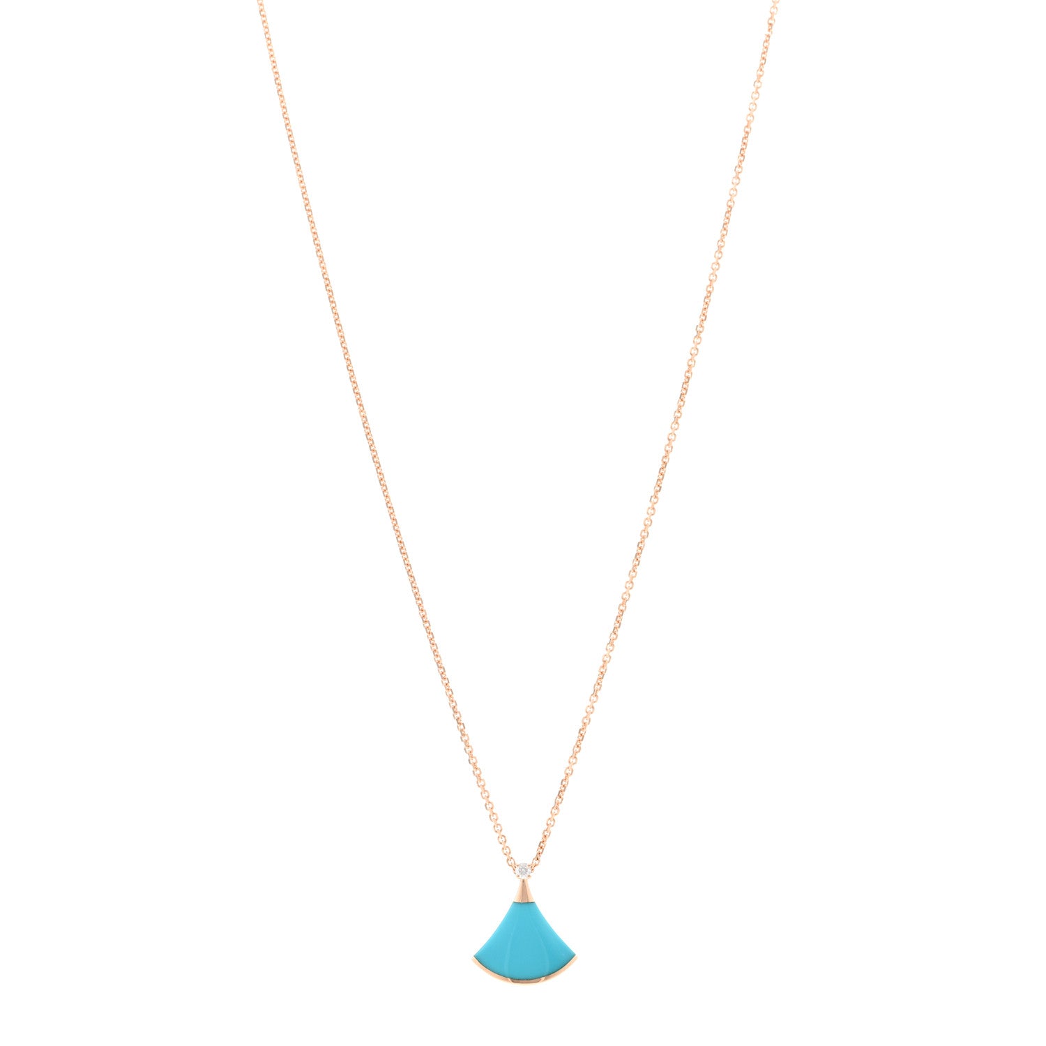 Bulgari 18K Rose Gold Diamond Turquoise Divas' Dream Pendant Necklace 1 of 5