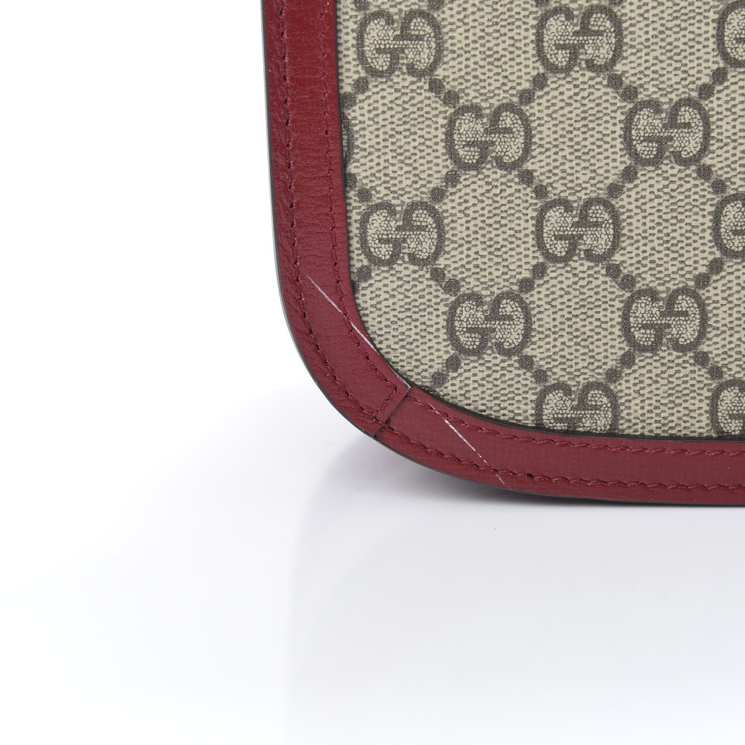 Gucci GG Supreme Monogram Azalea Calfskin Horsebit 1955 Shoulder Bag Beige Ebony New Cherry Red 13 of 13
