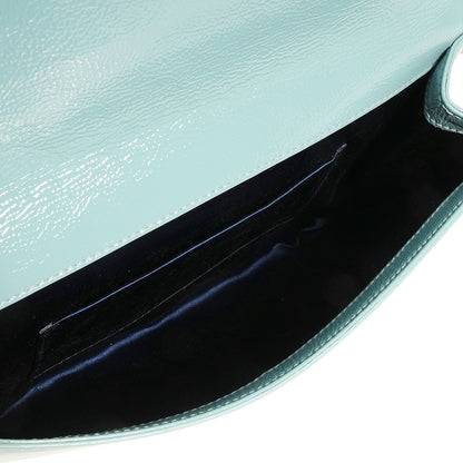 Saint Laurent Patent Large Belle De Jour Clutch Blue 5 of 7