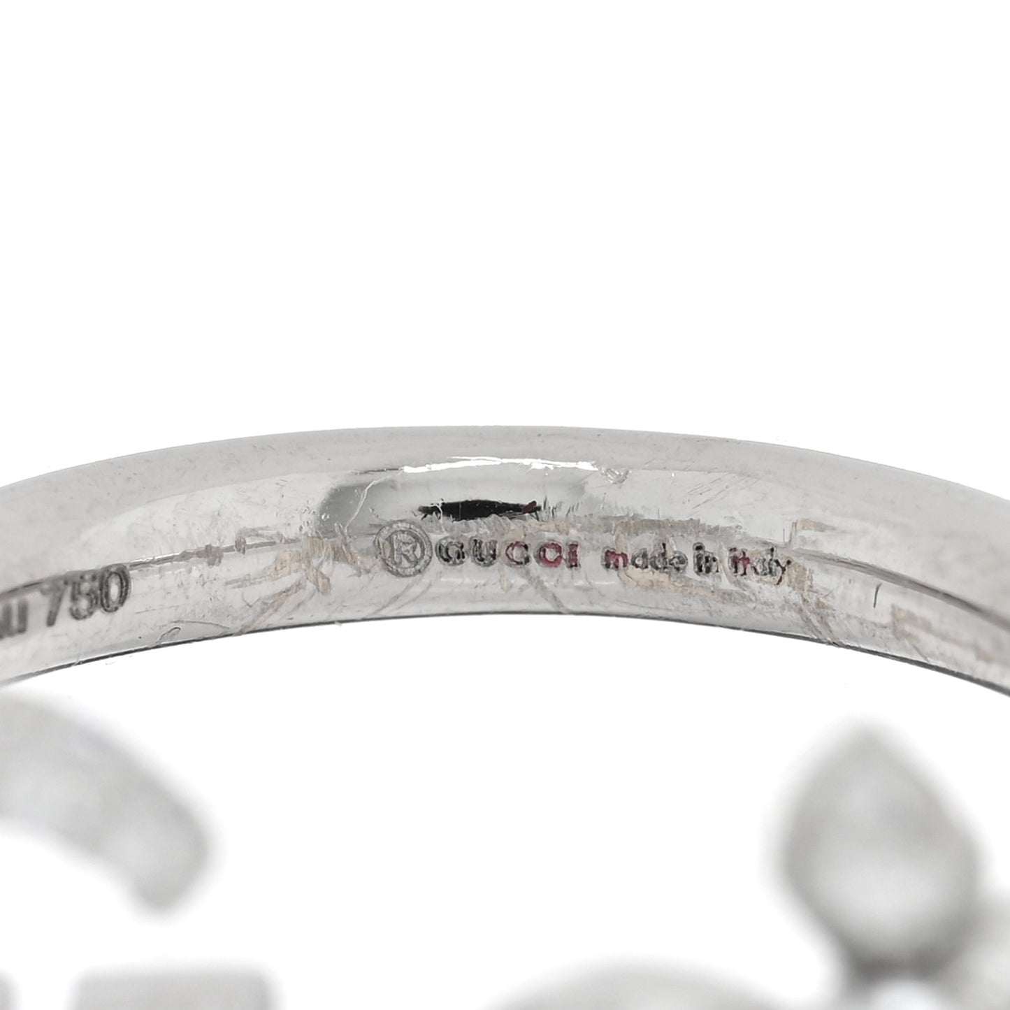 18K White Gold Diamond Flora GG Open Ring 49 4.75