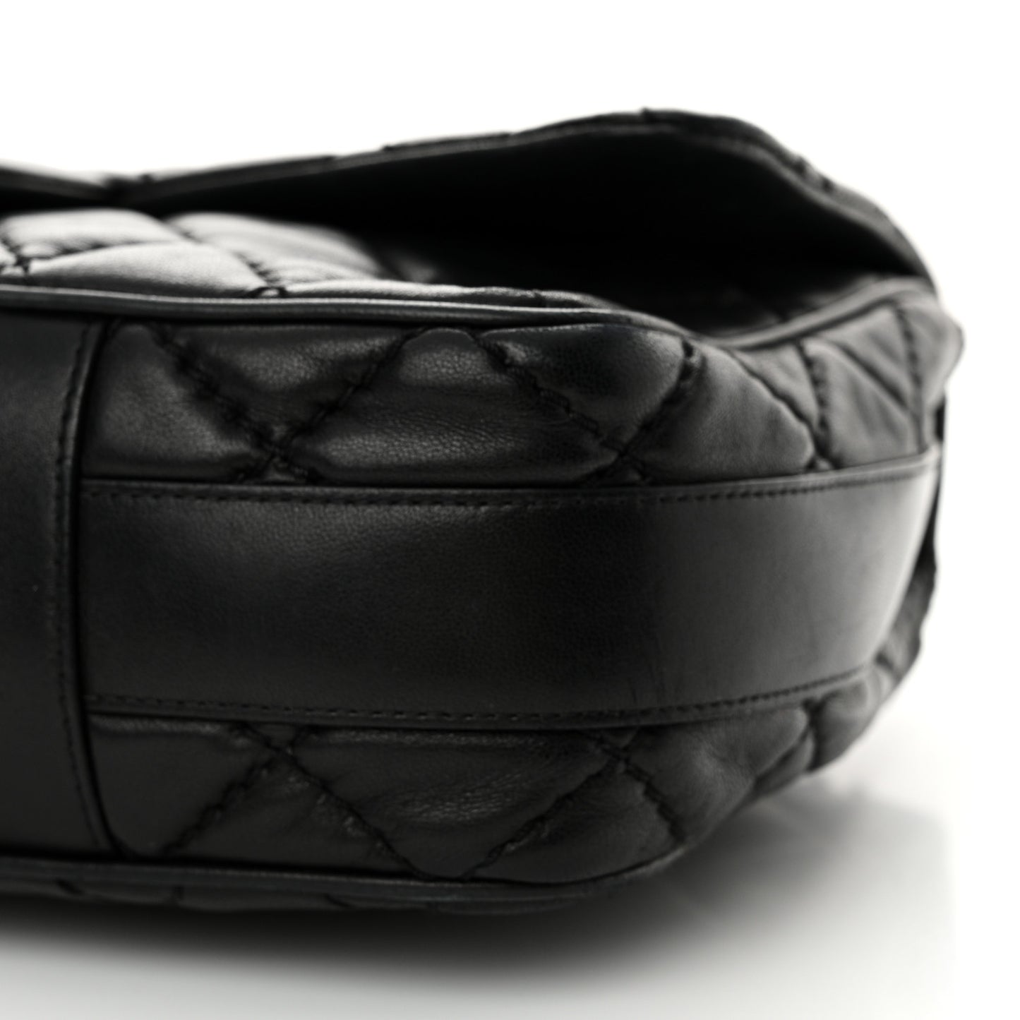 Lambskin Quilted Jumbo Easy Carry Flap Black