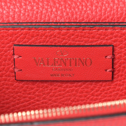 Valentino Garavani Pebbled Calfskin Rockstud Flap Wallet On Chain Rouge Pur 8 of 8