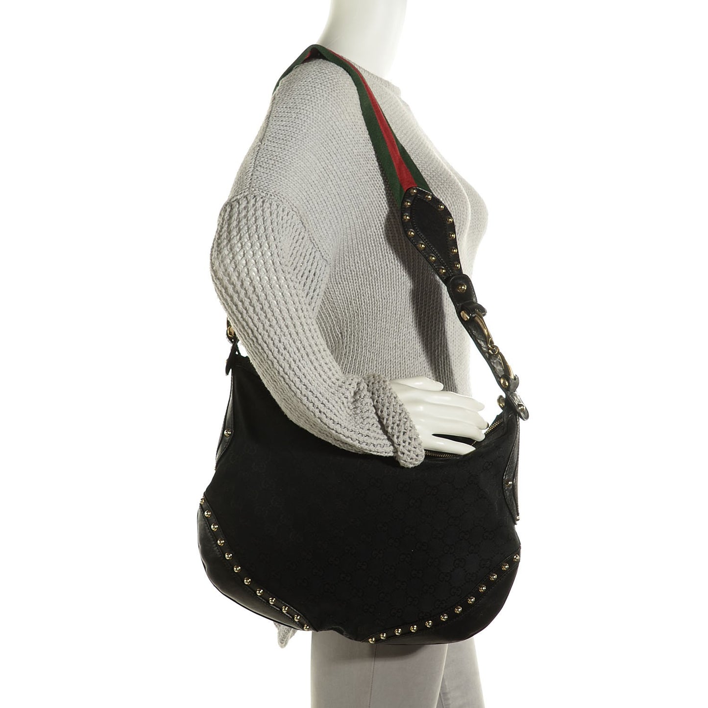 Monogram Studded Pelham Shoulder Bag Black