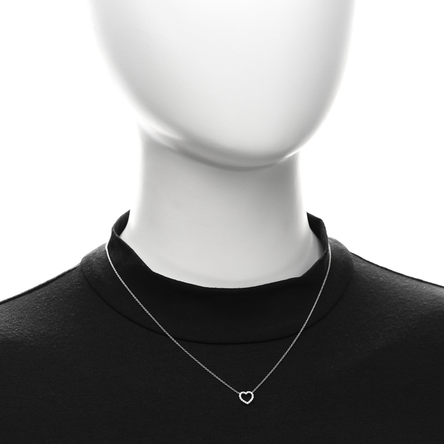 Tiffany 18K White Gold Diamond Metro Heart Pendant Necklace 2 of 5