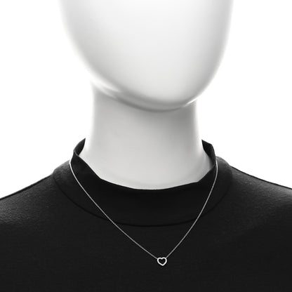 Tiffany 18K White Gold Diamond Metro Heart Pendant Necklace 2 of 5