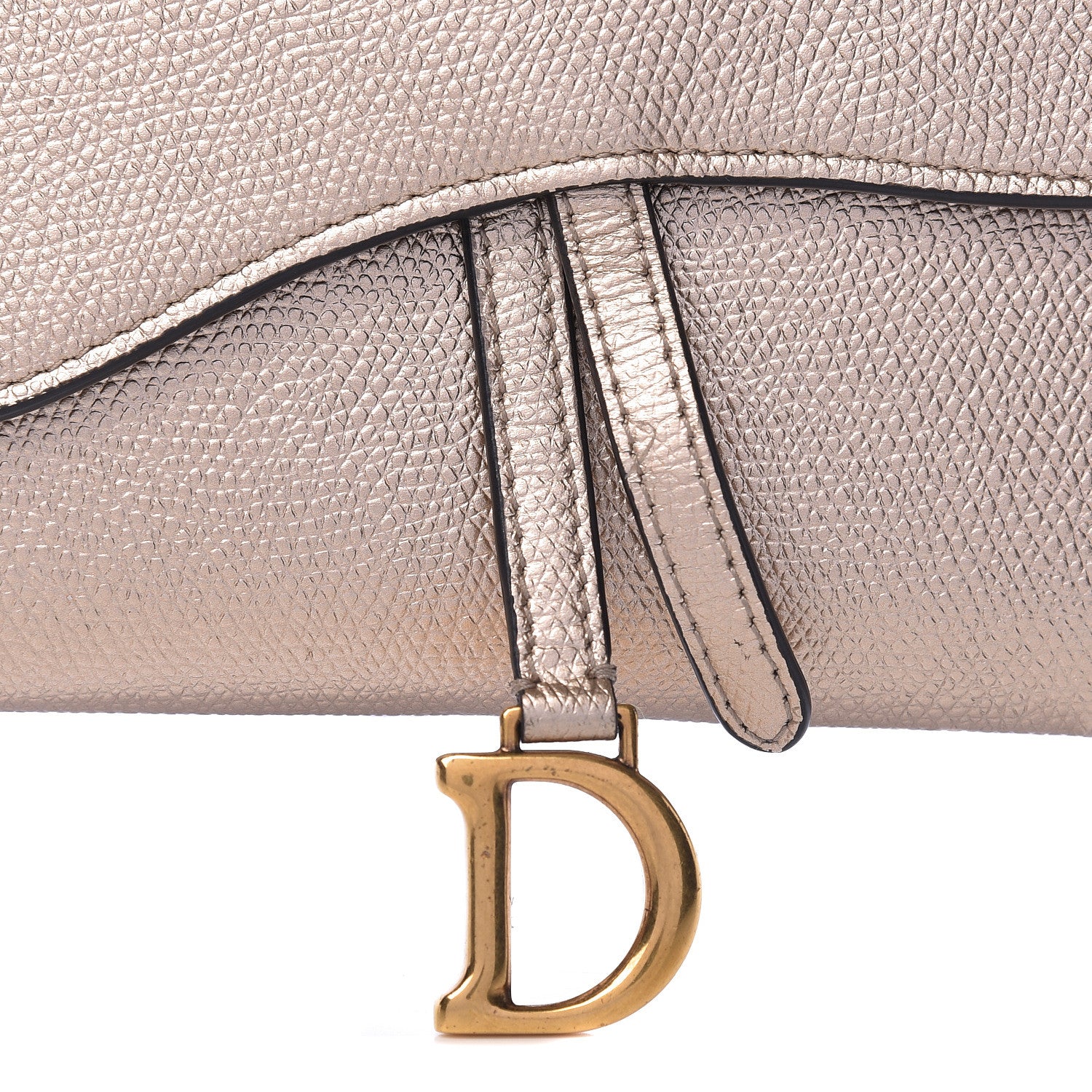 Christian Dior Metallic Calfskin Saddle Chain Wallet Gold 13 of 14