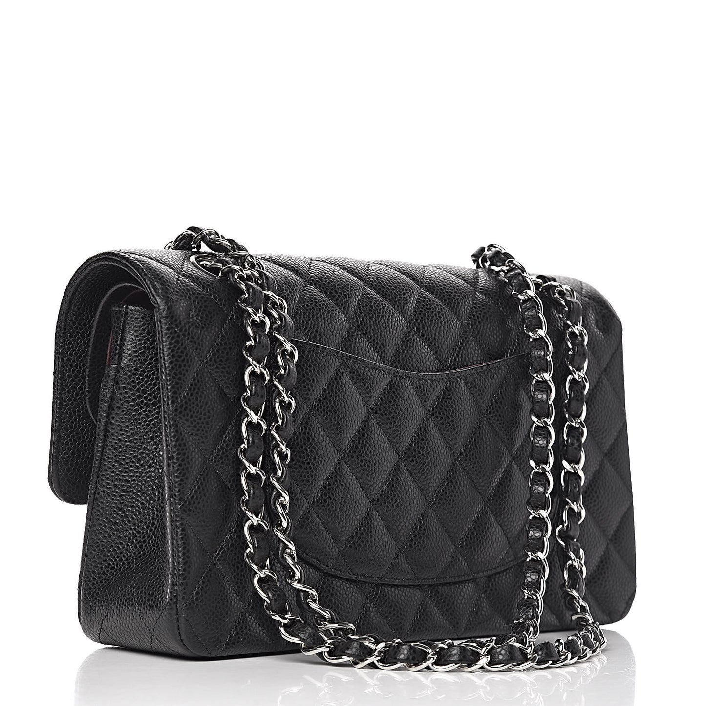 Caviar Quilted Medium Double Flap Black