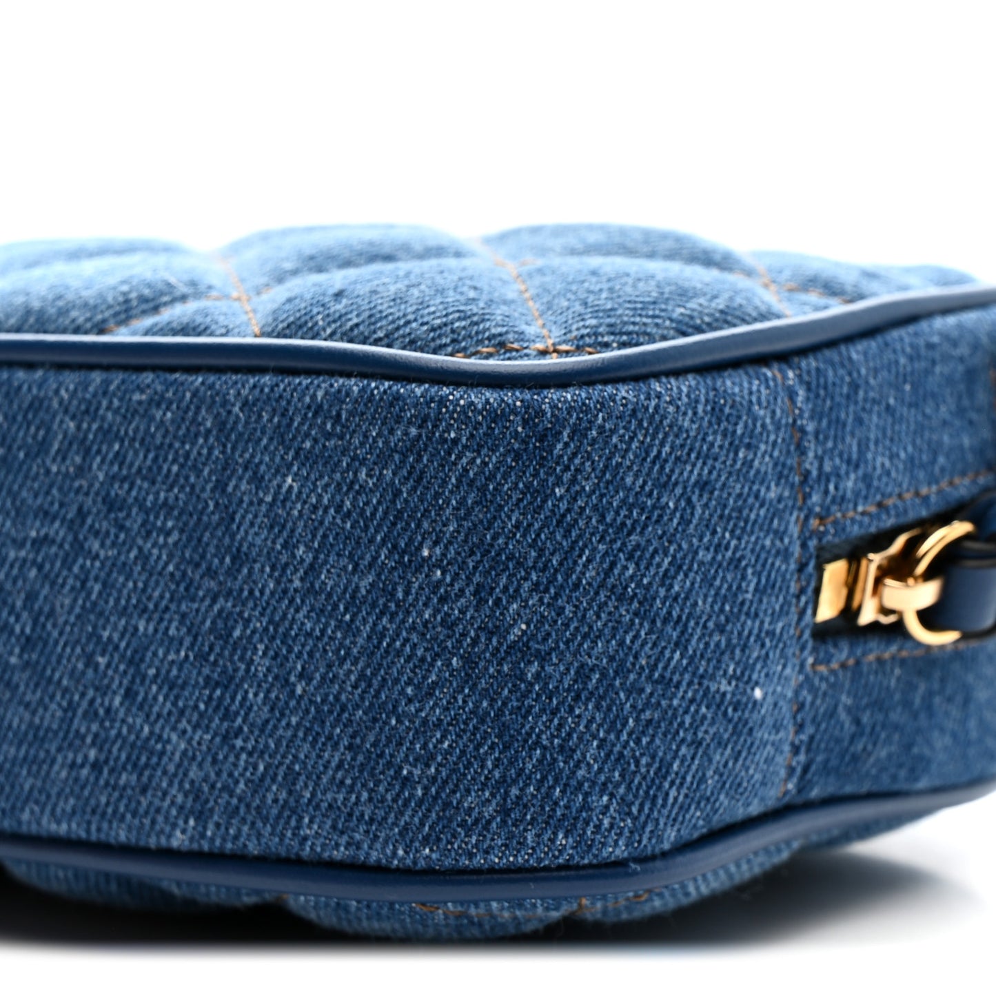 Denim Quilted La Medusa Camera Bag Blue