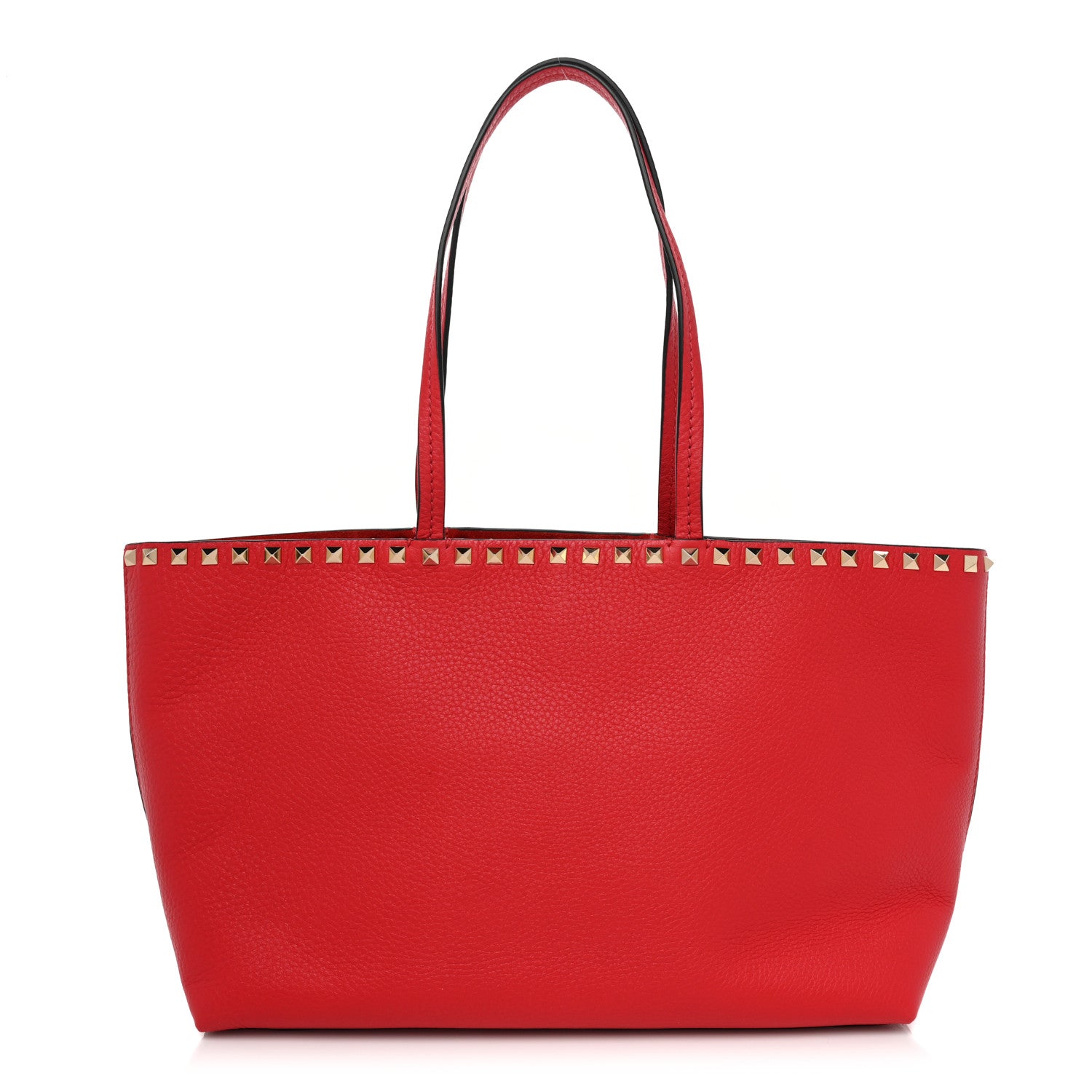 Valentino Garavani Grained Calfskin Small Rockstud Shoulder Tote Rouge Pur 1 of 10
