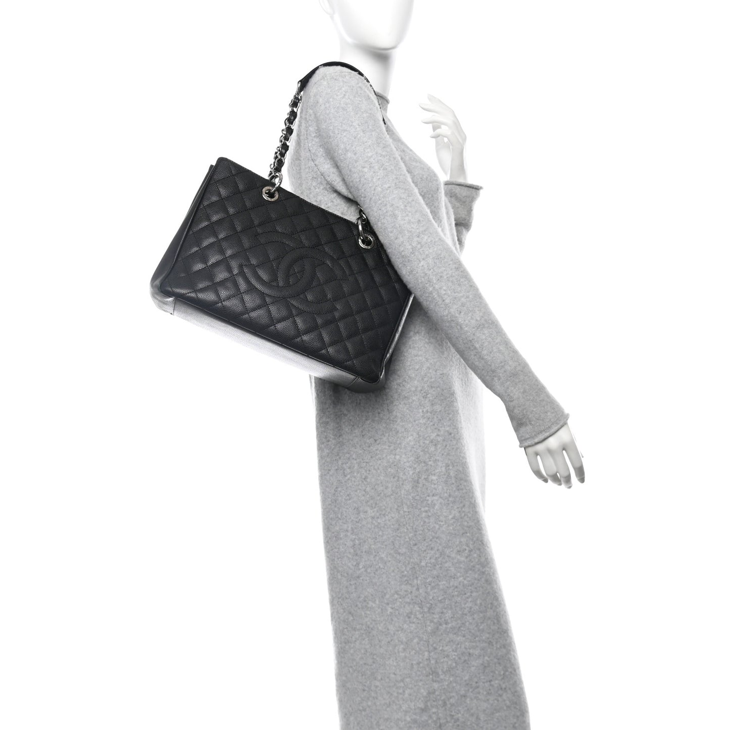 Caviar Quilted Grand Shopping Tote GST Black