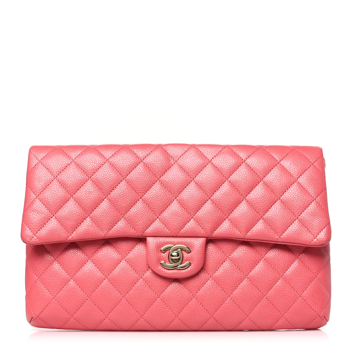 Chanel Caviar Quilted Flap Clutch Pink 1 of 10
