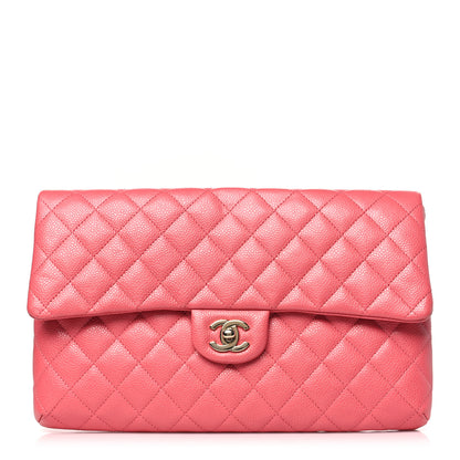 Chanel Caviar Quilted Flap Clutch Pink 1 of 10