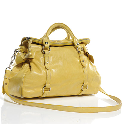 Miu Miu Leather Vitello Lux Bow Bag Polline 3 of 11