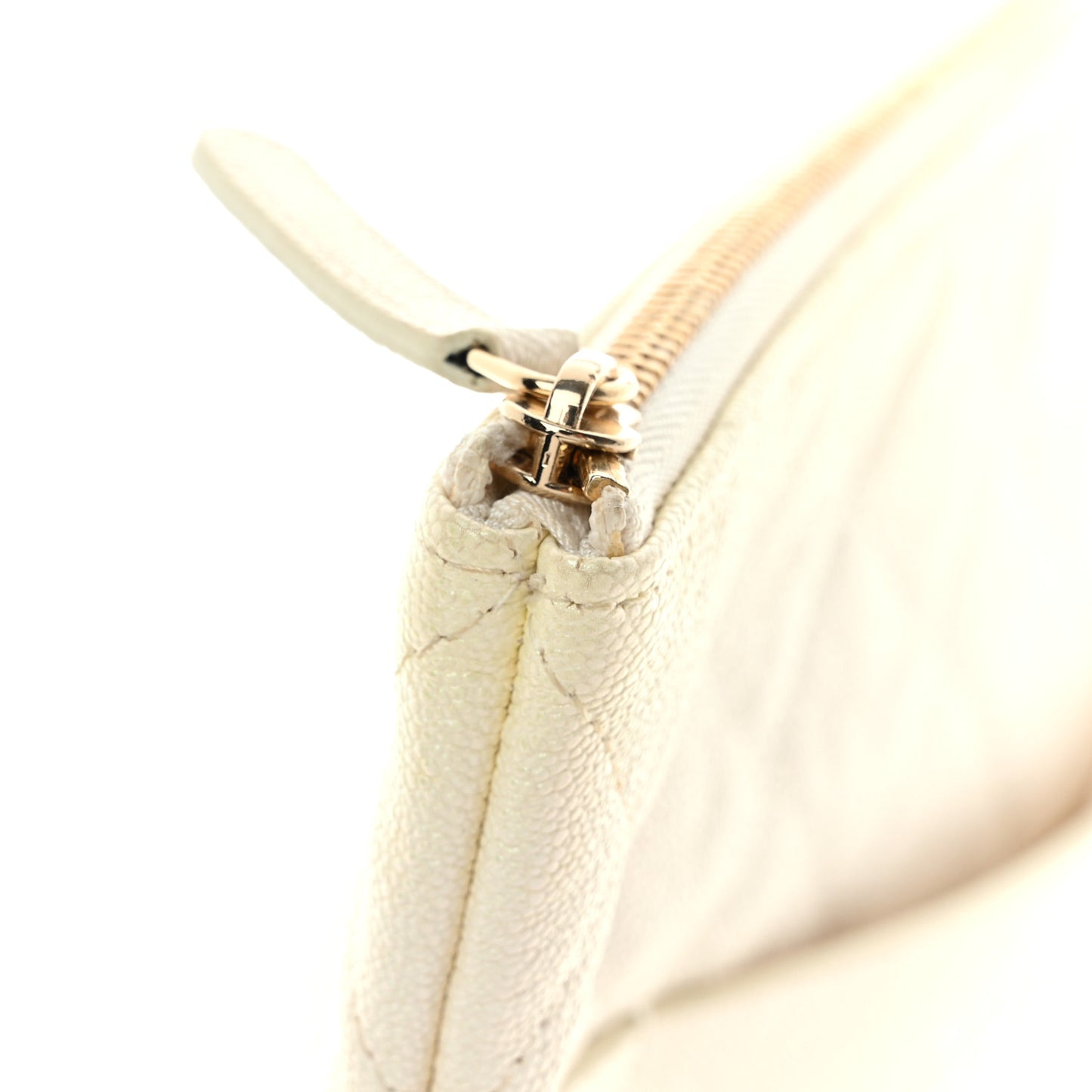 Iridescent Caviar Medium Night by the C Pouch Clutch White