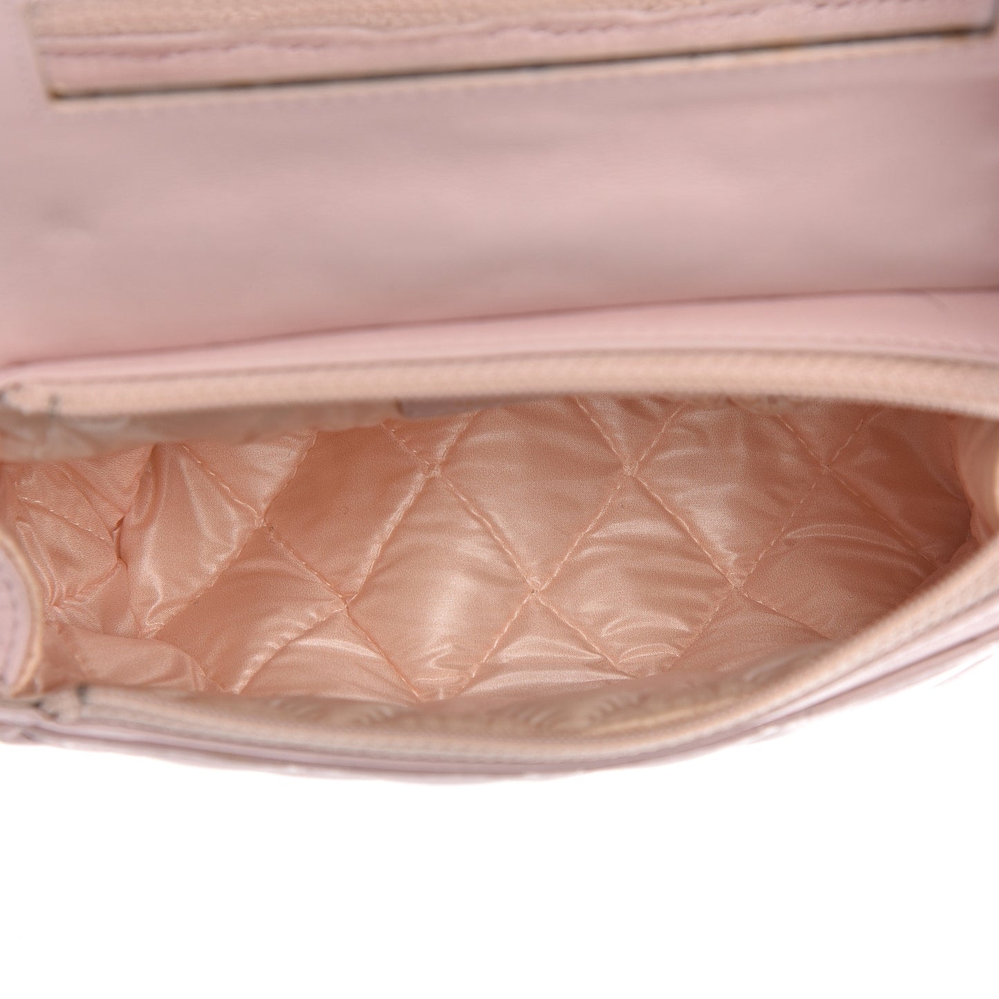 Lambskin Quilted Flap Cosmetic Case Light Pink