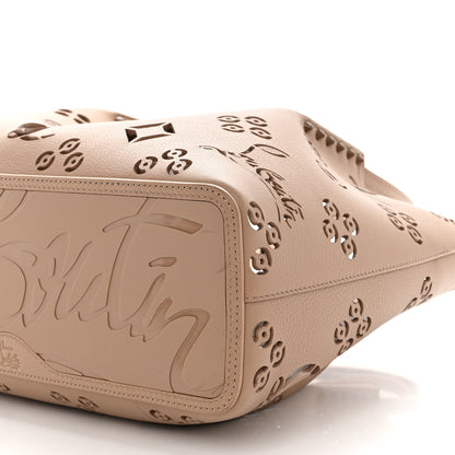 Christian Louboutin Calfskin Perforated Loubinthesky Small Cabarock Spikes Tote Beige 9 of 9