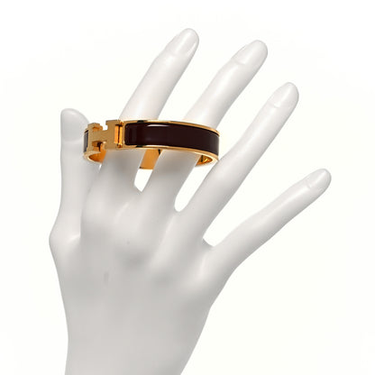 Hermes Enamel Narrow Clic Clac H Bracelet PM Cacao 2 of 4