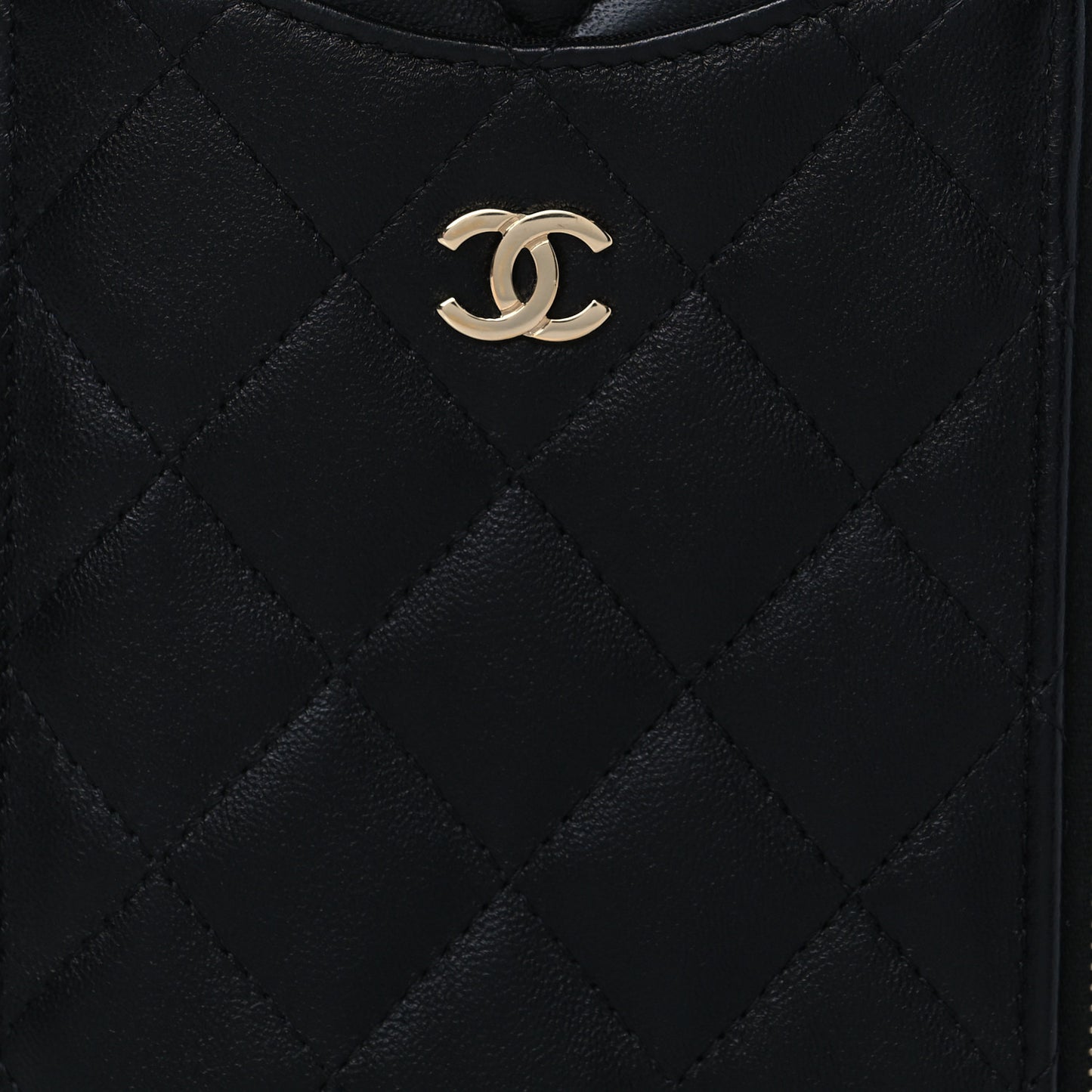 Lambskin Quilted Classic Flat Wallet Pouch Black