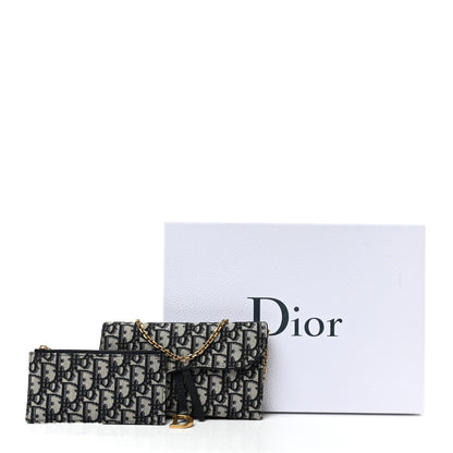 Christian Dior Oblique Saddle Chain Long Wallet Blue 12 of 12