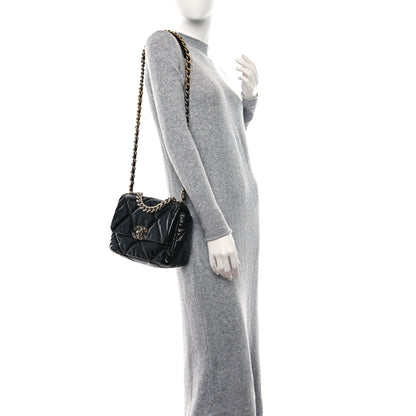 Chanel Shiny Crumpled Calfskin Quilted Medium Chanel 19 Flap Black 2 of 11