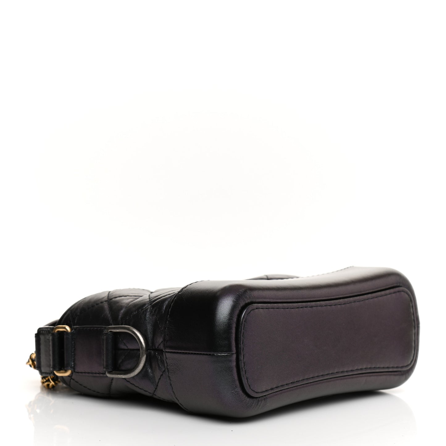 Iridescent Aged Calfskin Quilted Small Gabrielle Hobo Black