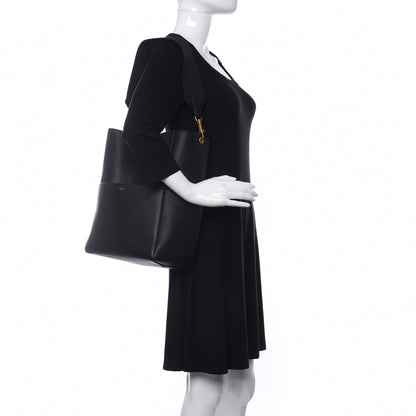 Celine Soft Grained Calfskin Sangle Bucket Bag Black 2 of 8