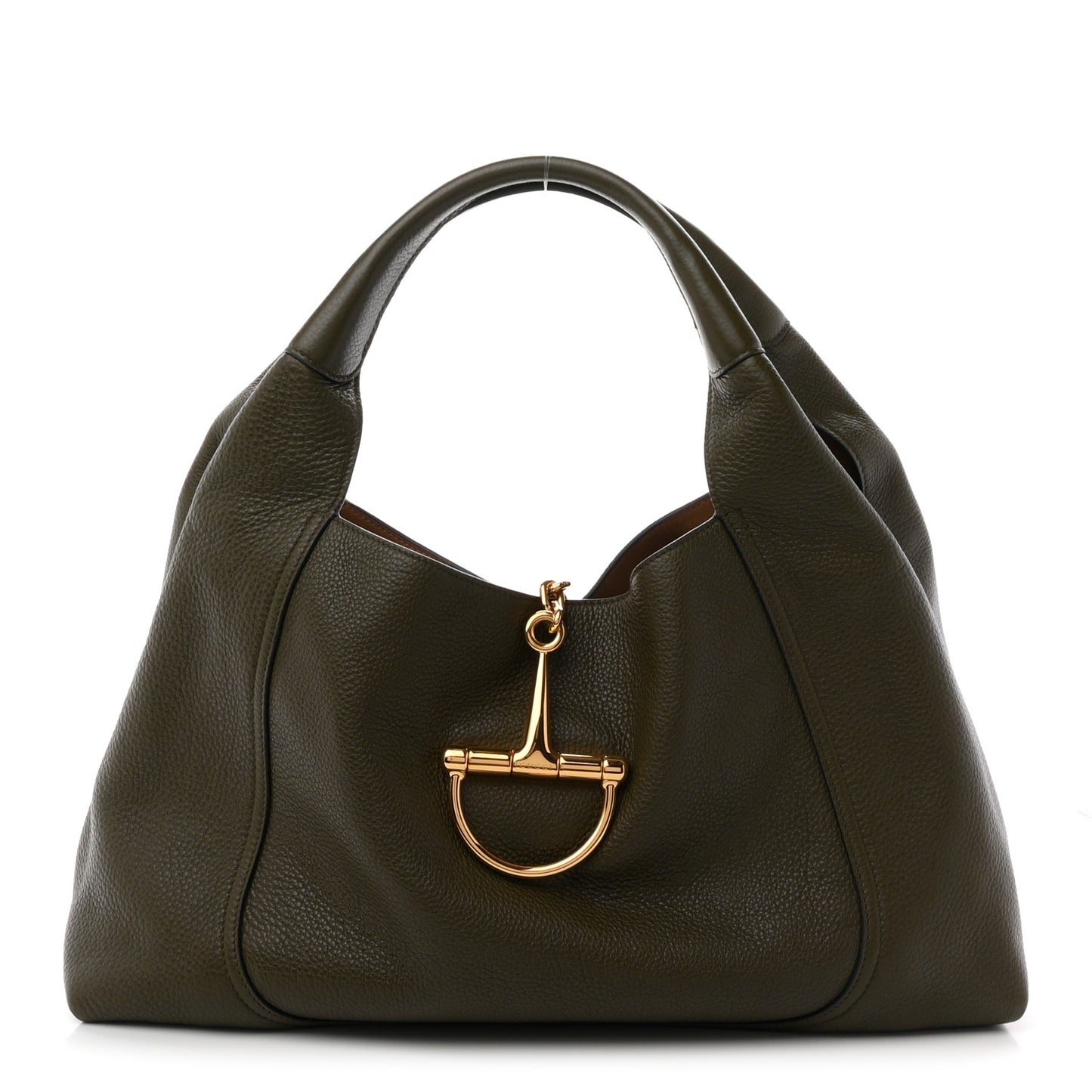 Grained Calfskin Softbit Maxi Shoulder Bag Forest Green