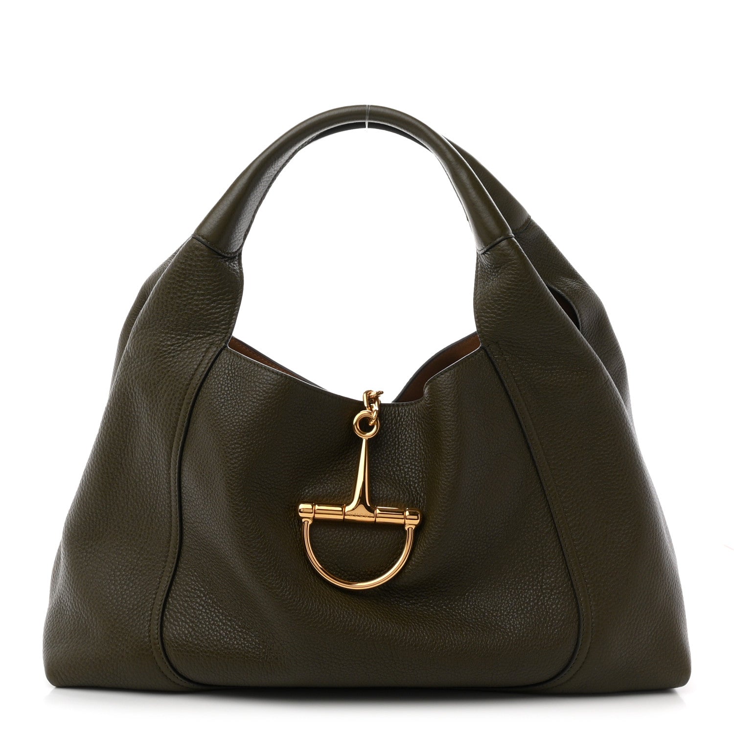 Gucci Grained Calfskin Softbit Maxi Shoulder Bag Forest Green 1 of 11