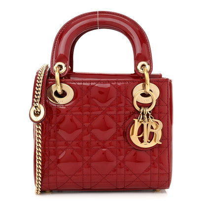 Christian Dior Patent Cannage Mini Lady Dior Red 1 of 10