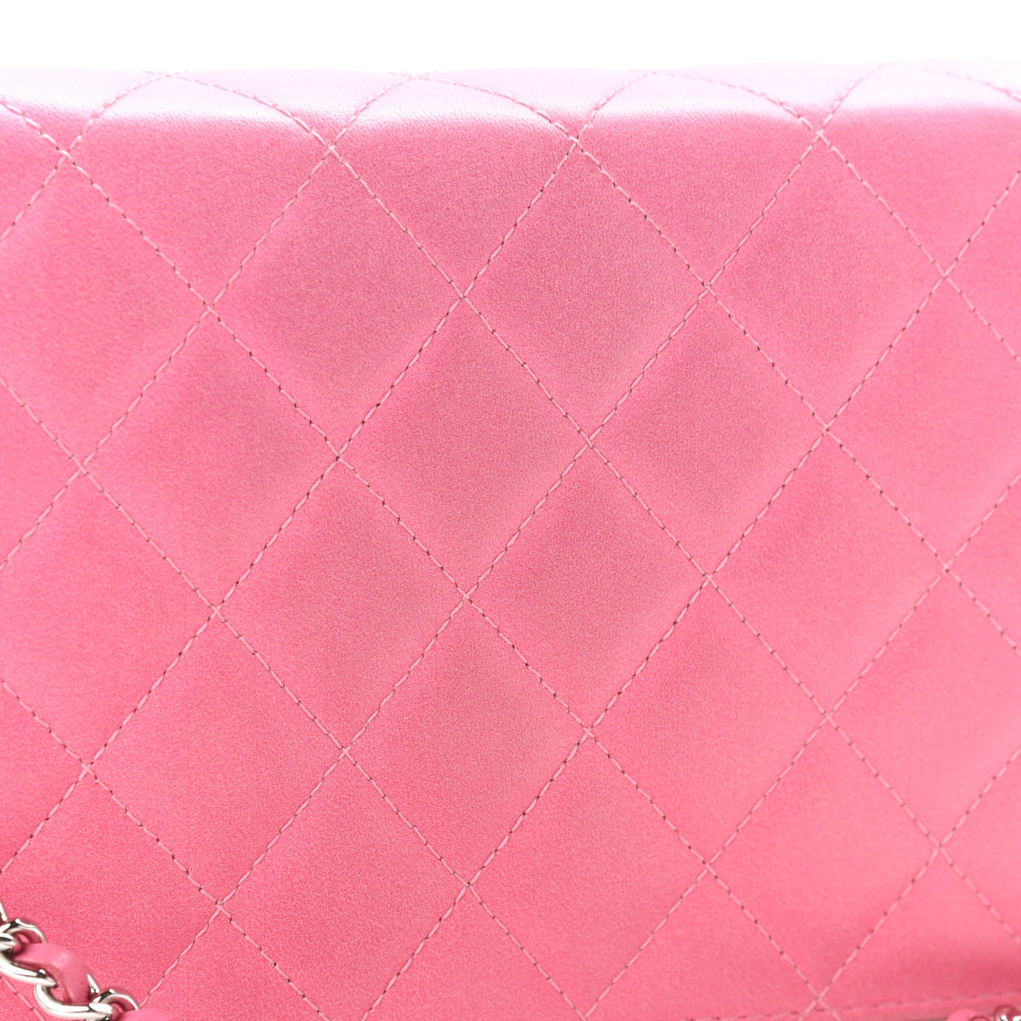 Faded Lambskin Quilted Zephyr Wallet on Chain WOC Dark Pink