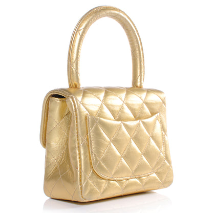 Chanel Lambskin Micro Mini Kelly Flap Bag Gold 3 of 9