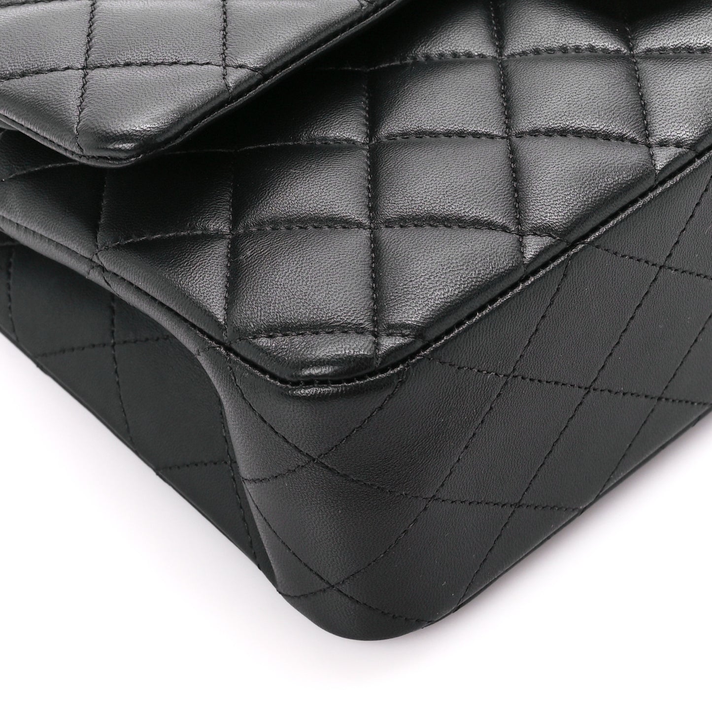 Lambskin Quilted Medium Double Flap Black