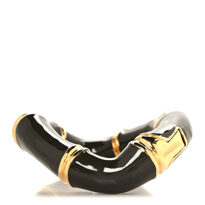 Gucci Brass Enamel Bamboo Cuff Bracelet Gold Grey 3 of 4