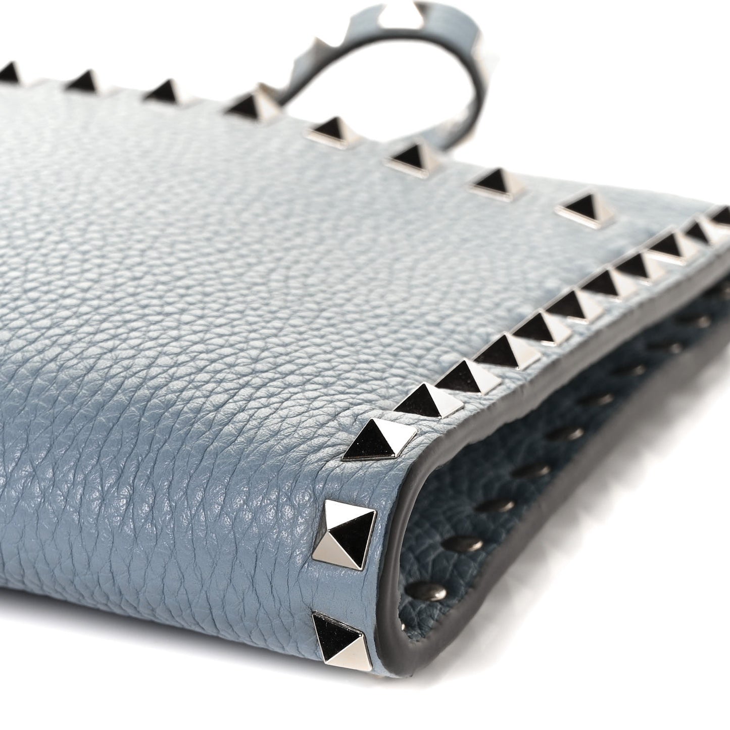 Calfskin Rockstud Wristlet Clutch Blue