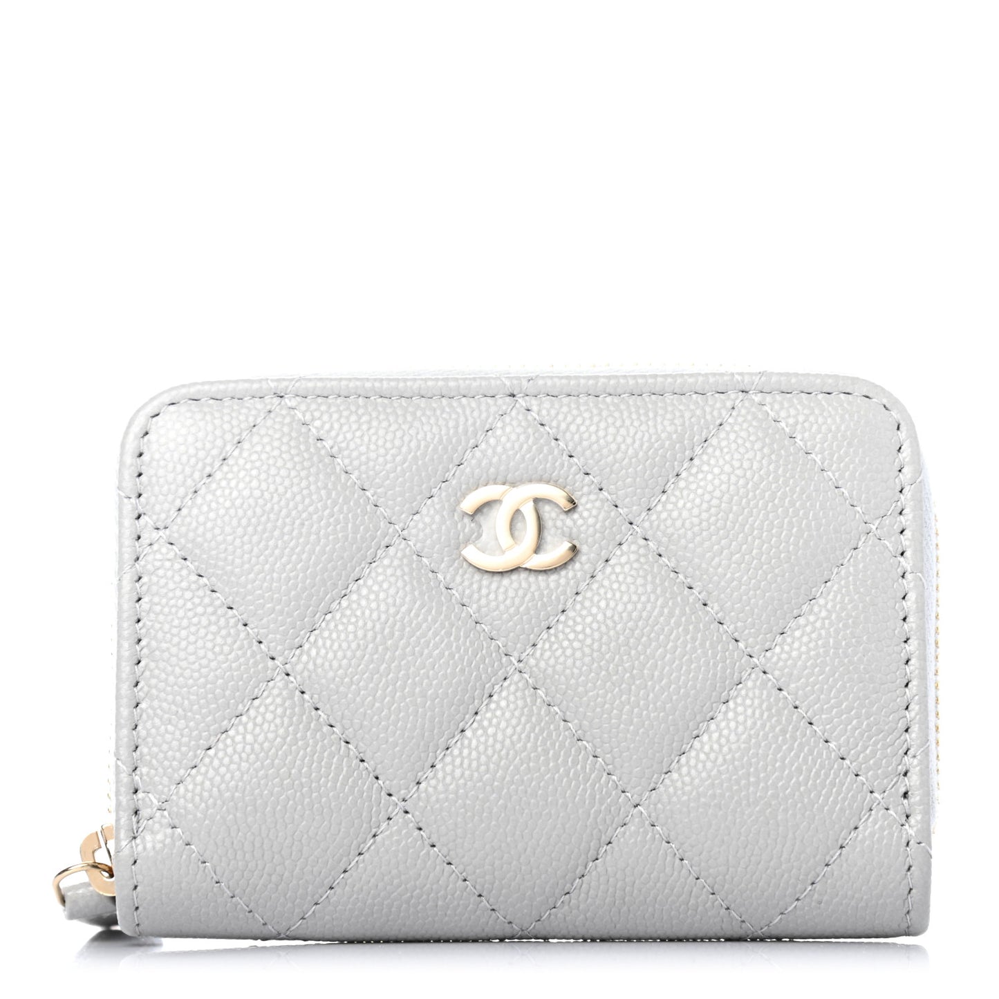 Caviar Quilted Zip Coin Purse Grey