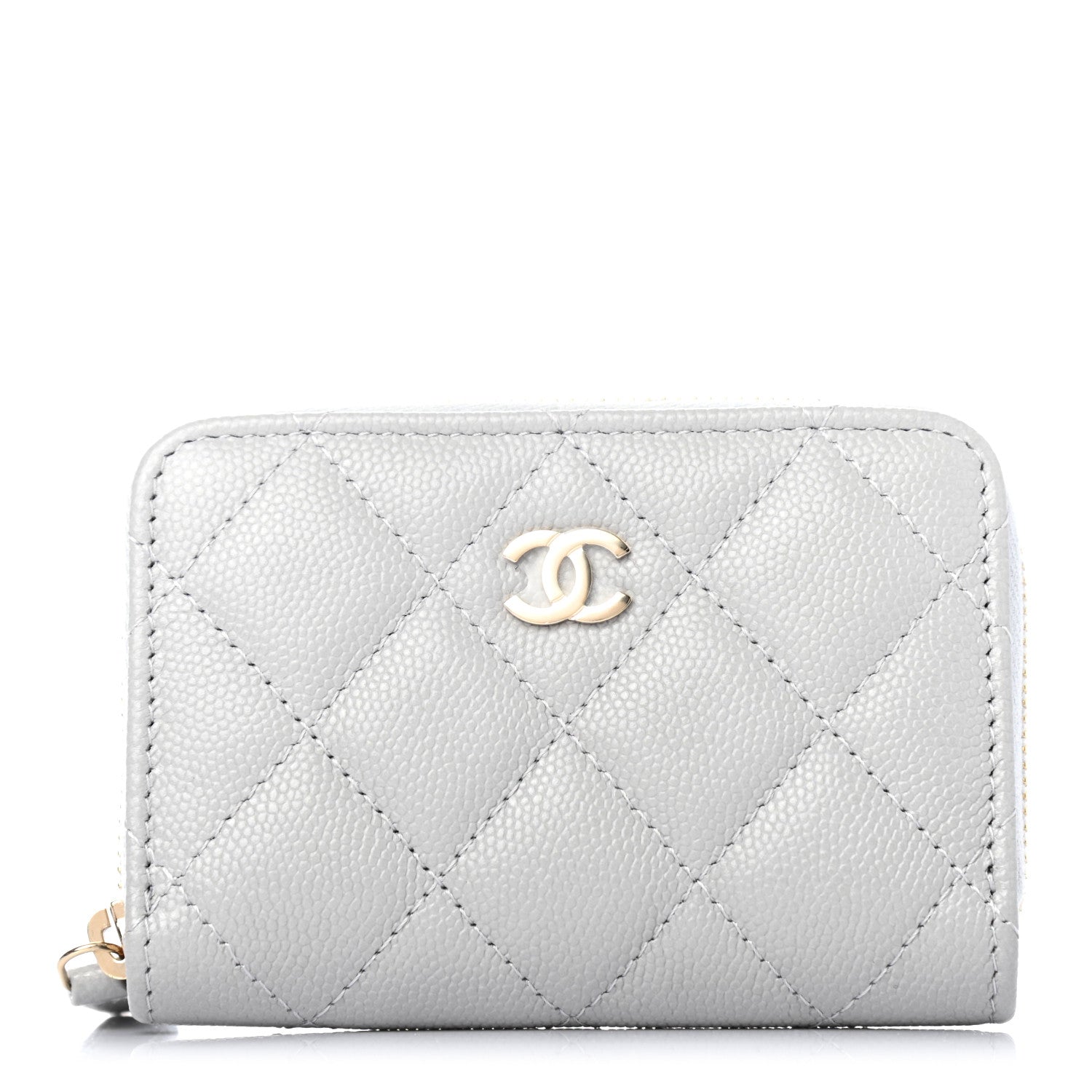 Chanel Caviar Quilted Zip Coin Purse Grey 1 of 5