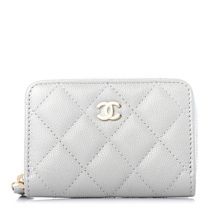 Chanel Caviar Quilted Zip Coin Purse Grey 1 of 5