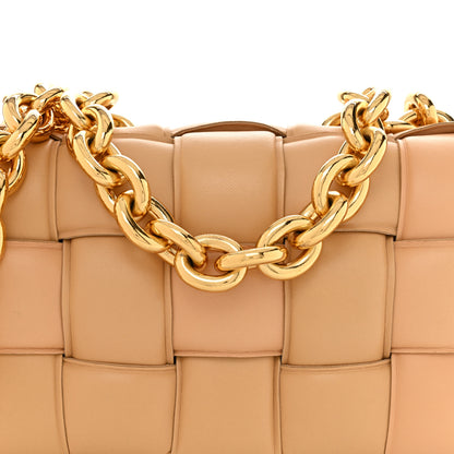 Bottega Veneta Lambskin Maxi Intreccio Padded Chain Cassette Crossbody Bag Almond 8 of 12