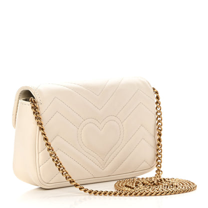 Gucci Calfskin Matelasse Super Mini GG Marmont Shoulder Bag White 3 of 16