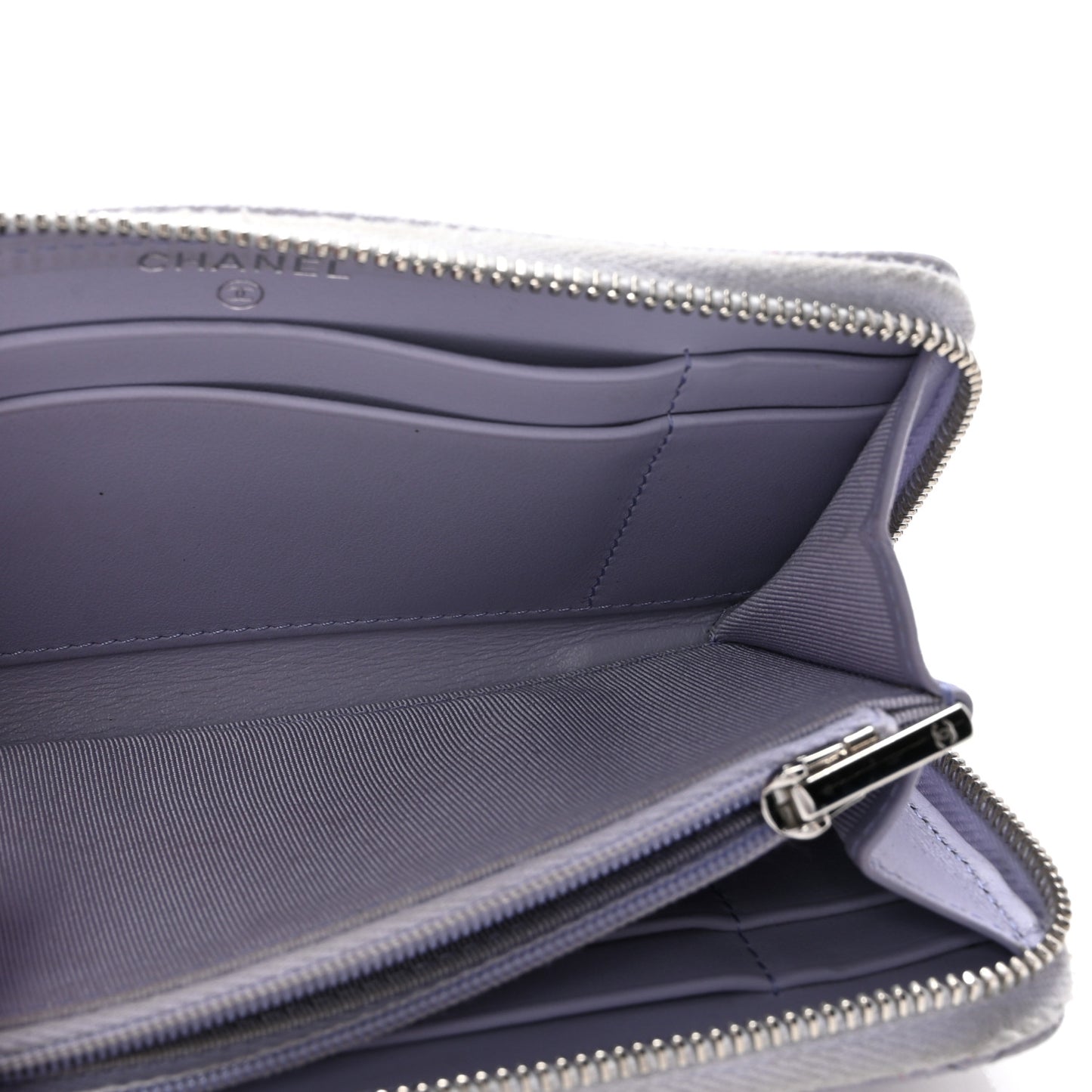 Caviar Quilted Medium Zip Around Wallet Light Purple