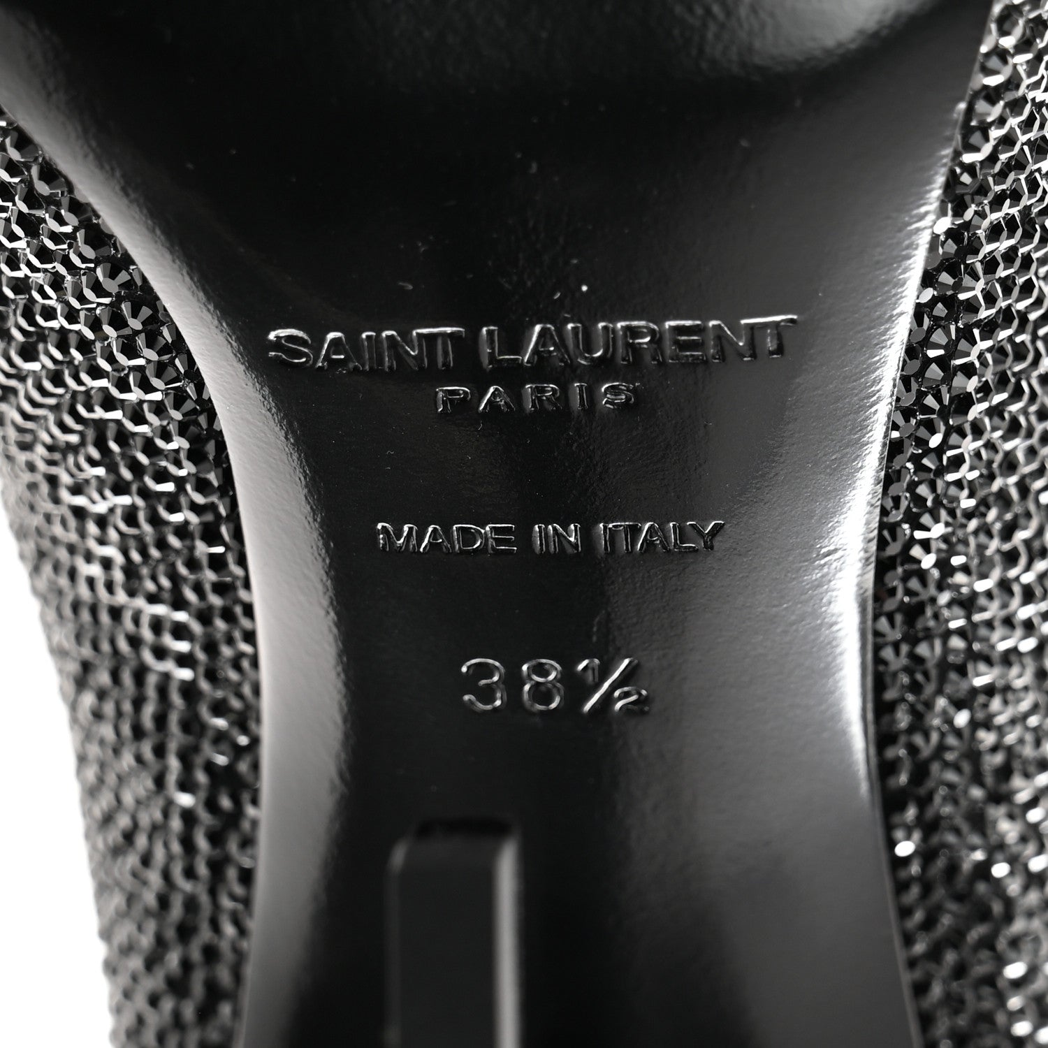 Saint Laurent Crystal Embellished Opyum Ankle Strap Sandals 38.5 Black 6 of 9